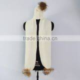 Popular Warm Crochet Scarf Real Fur Pom Pom Crochet Scarf With Hats thumbnail-6