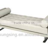 White Leather Chaise Lounge Sofa Chair thumbnail-1