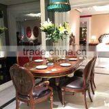 Vintage Royal Style Round Dinning Table With Six Chairs Noble Castle Carved Wooden Dinning Room Furniture thumbnail-3