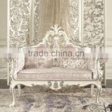 New design European style wooden living room two-seat sofa with hand carving