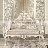 New Design European Style Wooden Living Room Two-seat Sofa With Hand Carving thumbnail-1