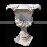 Large Marble Flowerpot With Grapes Carving Design thumbnail-1