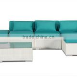 Turquoise outdoor wicker sectional lounge sofa