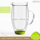 Double Wall Heat Resistant Glass Jug with Silicone Cap
