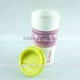 Ceramic Coffee Mug Without Handle With Silicone Lid / Band, Tall Ceramic Mugs thumbnail-2