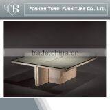 Modern Nature Travertine Marble Living Room Side Table With Glass Top thumbnail-2