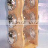 Bamboo Spice Rack Set With Glass Jar thumbnail-1