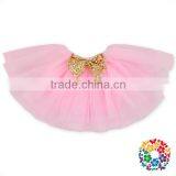 Sequin Bow Front Girls Perform Short Skirt 4 Layers Tulle Baby Ballet Tutu Skirt Girls thumbnail-3