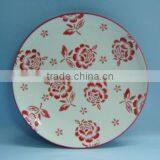 Fashion Flower Design Hand Painted Round Ceramic Plate thumbnail-1