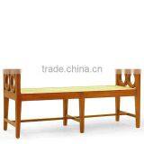 TEAK BENCH WITH RATTAN SEAT thumbnail-1
