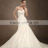 White Satin Beaded Mermaid Strapless Wholesale Bridal Gowns thumbnail-1