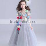 2017 Fancy Sheer Embroidery Gauze Short Sleeve Long Frocks Cotton Lining Dress thumbnail-3