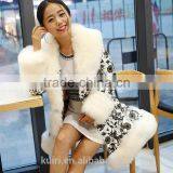 Latest Women Down Jacket Coat PU Leather Coat Big Yards Female Winter Coat Printing Thick Fur Collar Winter Clothes thumbnail-5