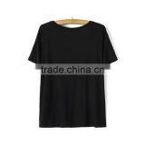 Black Ladies T-shirt Round Neck Short Sleeve Garment t Shirt thumbnail-2