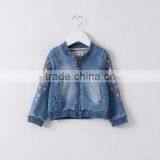Wholesale Spring Flower Knitted Children Girls Denim Jackets thumbnail-1
