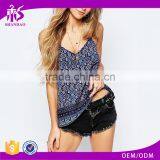 2016 Guangzhou Shandao Factory Bulk New Fashion Summer Sexy Spanghetti Strap Vintage Printed Loose Cotton Tops For Women thumbnail-1