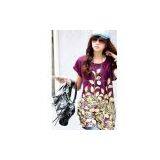 Wholesale Womens Clothing,Fablous Design Flower Printed Long Cotton Tops thumbnail-1