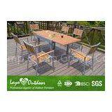 Expandable Wood Dining Table Sets Patio Garden Furniture Nature Color Light Weight