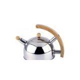 whistling kettle with wooden handle