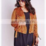 Oem Plus Size Female Faux Suede Biker Jacket Nice Design Low Price Made in China thumbnail-5