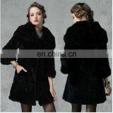 #3067-BLK, Genuine Rex Fur Coat, Women's