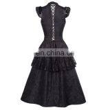 Belle Poque Retro Vintage Cap Sleeve High-Neck Sheer Bodice Black Lace Swing Dress BP000380-1 thumbnail-5