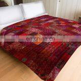 Indian Handmade Patchwork Kantha Quilt Bedspread Throw Cotton Queen Size Blanket thumbnail-1