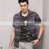 T-MSS019 Round Bottom Casual Wide Stripe Half Sleeve Men Shirt thumbnail-1