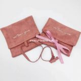 Luxury Design Custom Logo Printed Mini Envelope Flap Velvet Perfume Pouches Jewelry Bag with Bow-knot