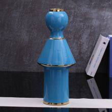 Blue Human Child Boy And Girl Shape Gild Creative Ceramic Decoration Art Craft For Home thumbnail-4