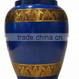 New Domtop Blue Marble Adult Brass Cremation Urn, Brass Funeral Urn