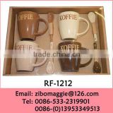Hot Sale European Style Zibo Made Oversized Porcelain Milk Mug Spoon for Promotion Mug Set