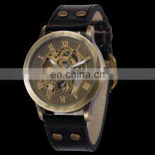 Shenhua 9269 Men Vintage Bronze Automatic Mechanical Skeleton Wristwatch Men's Leather Strap Mechanical Watch thumbnail-3
