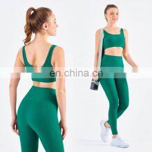 Wholesale Ribbed Yoga Bra Pocket Leggings Set High Waist Gym Fitness Sets thumbnail-2