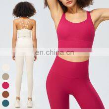 Running Sports Clothing Suit Shockproof Sports Bra High Waist Leggings 2 Piece Set Gym Fitness Sets Ribbed Yoga Set For Women thumbnail-4