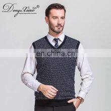 Jacquard Knitting Men's Cashmere Pullover Vest Waistcoat Comfortable V-Neck Style for Spring Season thumbnail-2