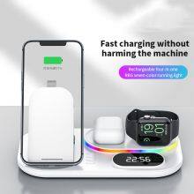 Foldable 4 in 1 Fast Wireless Charger 20W LED Digital Clock Atmosphere Light Multifunction Integrated With Lamp Trending Product thumbnail-6