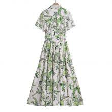 Summer New Women's Slim Fit Bow Tie Tie Printed Shirt Style Dress thumbnail-3