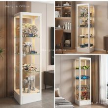 Adjustable Glass Shelf Display Cabinet | Black Cold-Rolled Steel Construction With Double Doors | for Action Figure Collections thumbnail-4