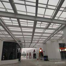 Grid Hot-dip Galvanized Steel Keel Modeling Project, Steel Structure Commercial Square Glass Roof, Aluminum Veneer Curtain Wall, On-site Construction thumbnail-3