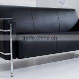Hot Sale Modern Black Leather Sofa With Steel Frame thumbnail-4