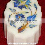 Indian Handcrafted White Marble Inlay Jewelry Boxes thumbnail-1