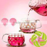 Hot Selling Borosilicate Glass Teapot With Glass Infuser Pink Flower Design Teaset 650ml 2pcs 350ml Tea Cups thumbnail-1