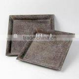 S/2-Square Plastic Plate W/Antique Rusty Finish