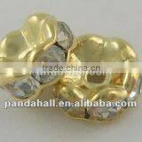 Grade "B" Rhinestone Beads, Sharp Diamond Beads, Clear, Golden, 8mm(RSB030-B01G) thumbnail-1