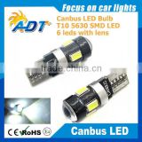 Hot sale T10 194 168 W5W 5630 LED 6 SMD White auto led interior light with Canbus Error Free