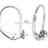 VERY Nice Sterling Silver Lever Back Earrings With Pearl Cups thumbnail-1