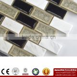 Imark Crackle Glazed Ceramic Mix Bianco Carrara Marble Stone Mosaic Subway Tile For Interior Decoration