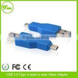 Blue USB 3.0 Type A Male to Mini 10 Pins Male Super Speed Adapter Converter