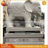 Small White Granite Garden Elephant Stone Carving Sculpture thumbnail-2